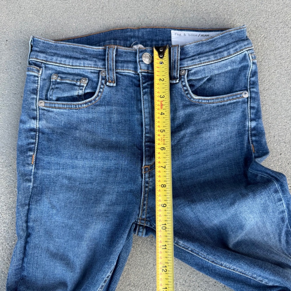 Rag & Bone High Rise Skinny Jeans Blue Denim Size 27 - Picture 7 of 12